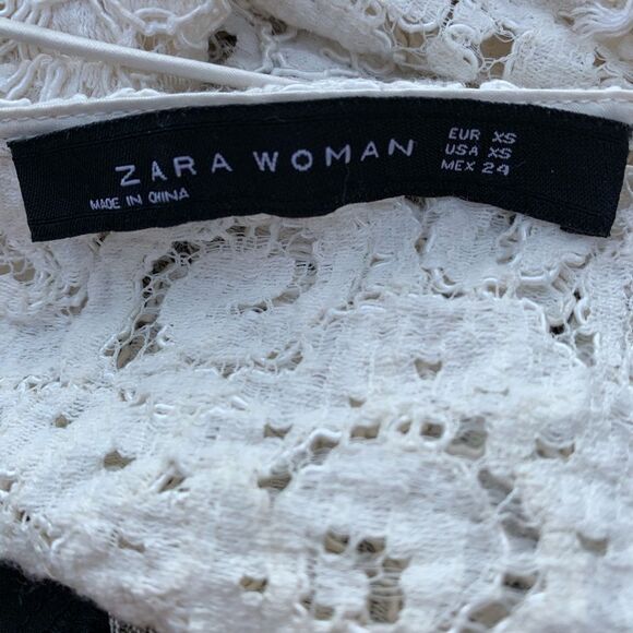 Zara white lace top, side zipper, thin straps, size XS - Picture 6 of 6